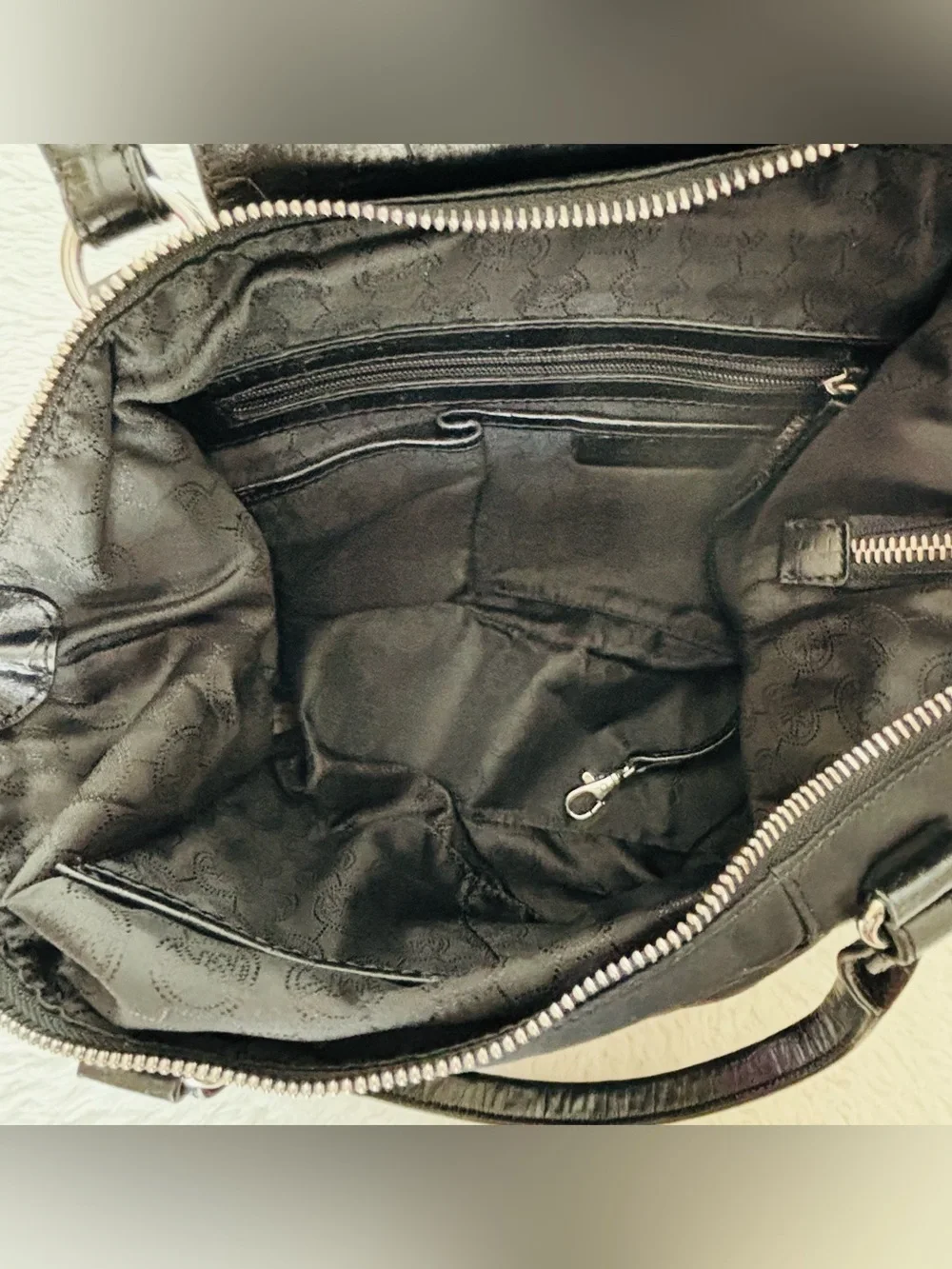 Michael Kors Black Tote with Croc-Trim Flap and Logo Lock
